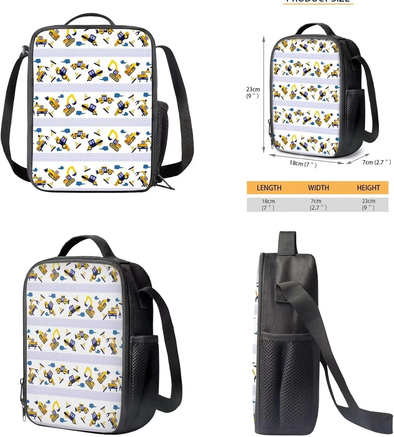 Cartoon Car Backpack for Boys with Lunch Bag Anti-Theft Kids School Backpack Girls Bookbag with Lunch Box MultiPurpose Pencil Case for Girls Teens Gift for Girls Picnic
