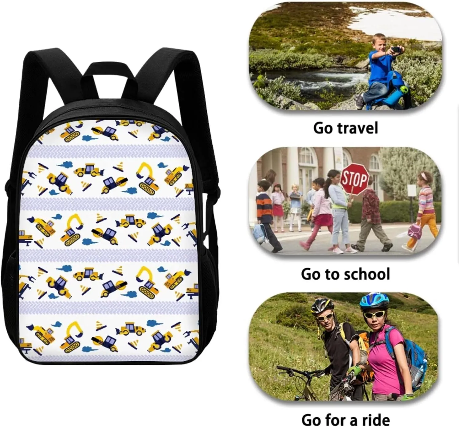 Cartoon Car Backpack for Boys with Lunch Bag Anti-Theft Kids School Backpack Girls Bookbag with Lunch Box MultiPurpose Pencil Case for Girls Teens Gift for Girls Picnic
