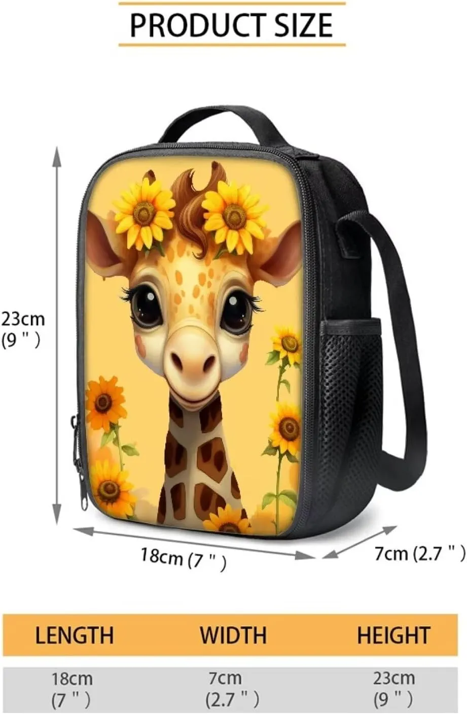 Cartoon Giraffe Kids Backpack for Teen Boys Girls Kids Bookbags for Girls Ages 5 To 8 with Water Bottle Pockets Kids School Backpack with Lunch Box for Boys Fashion Laptop Bag for College