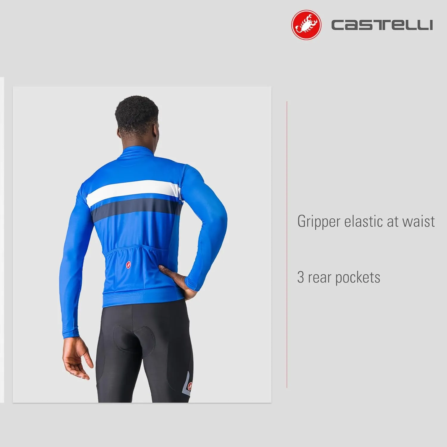 CASTELLI Men’s Lineare Jersey, Long Sleeve Full Zip Up Fleece Lined Jersey for Road & Gravel Cycling, Biking