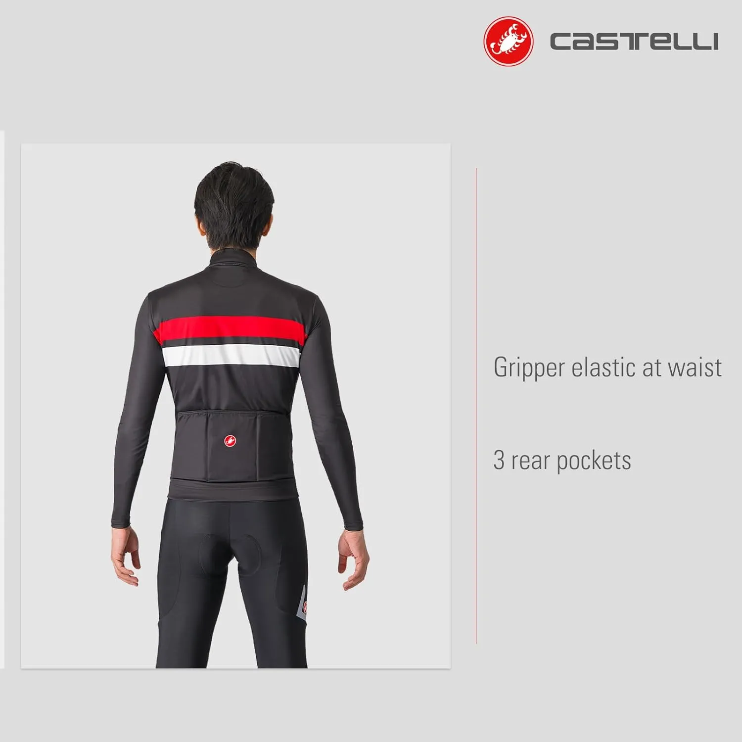 CASTELLI Men’s Lineare Jersey, Long Sleeve Full Zip Up Fleece Lined Jersey for Road & Gravel Cycling, Biking