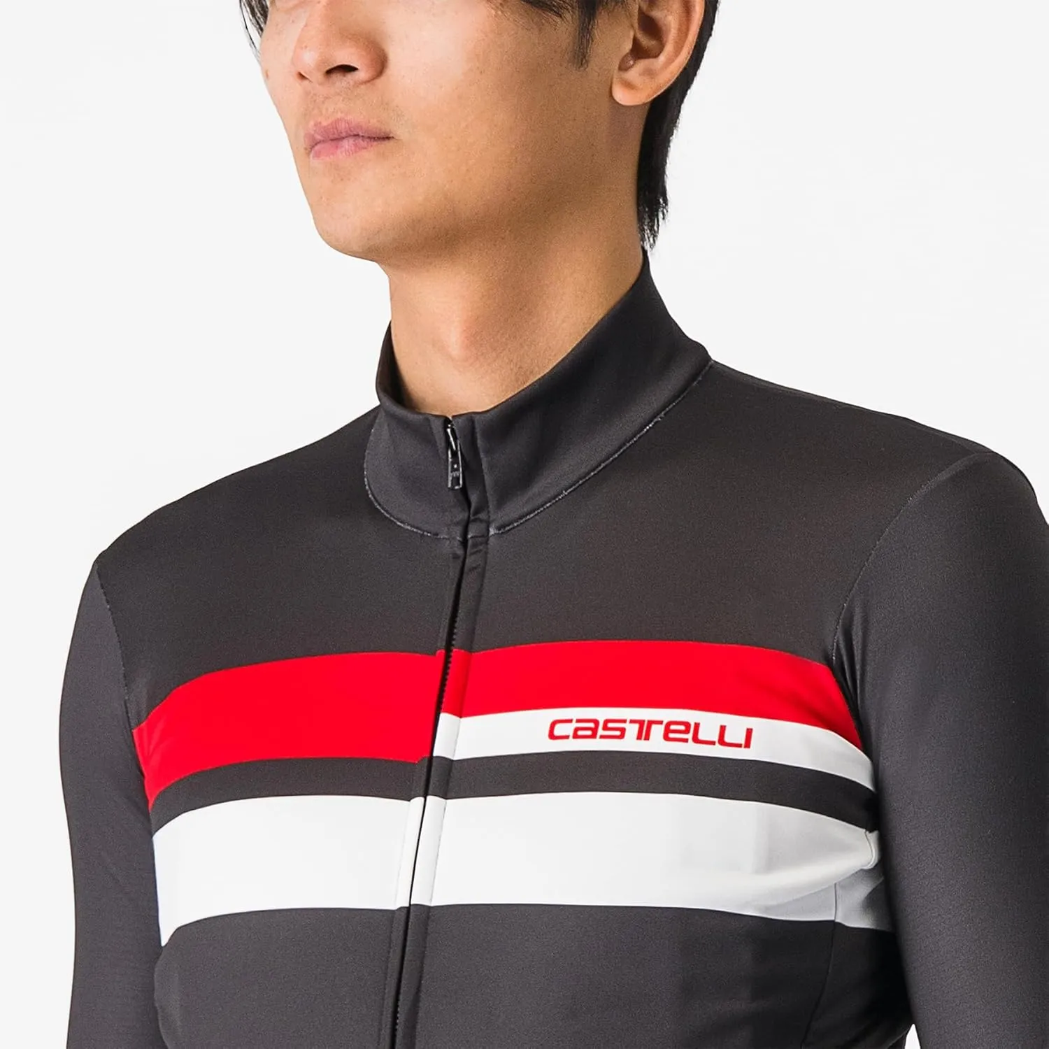 CASTELLI Men’s Lineare Jersey, Long Sleeve Full Zip Up Fleece Lined Jersey for Road & Gravel Cycling, Biking