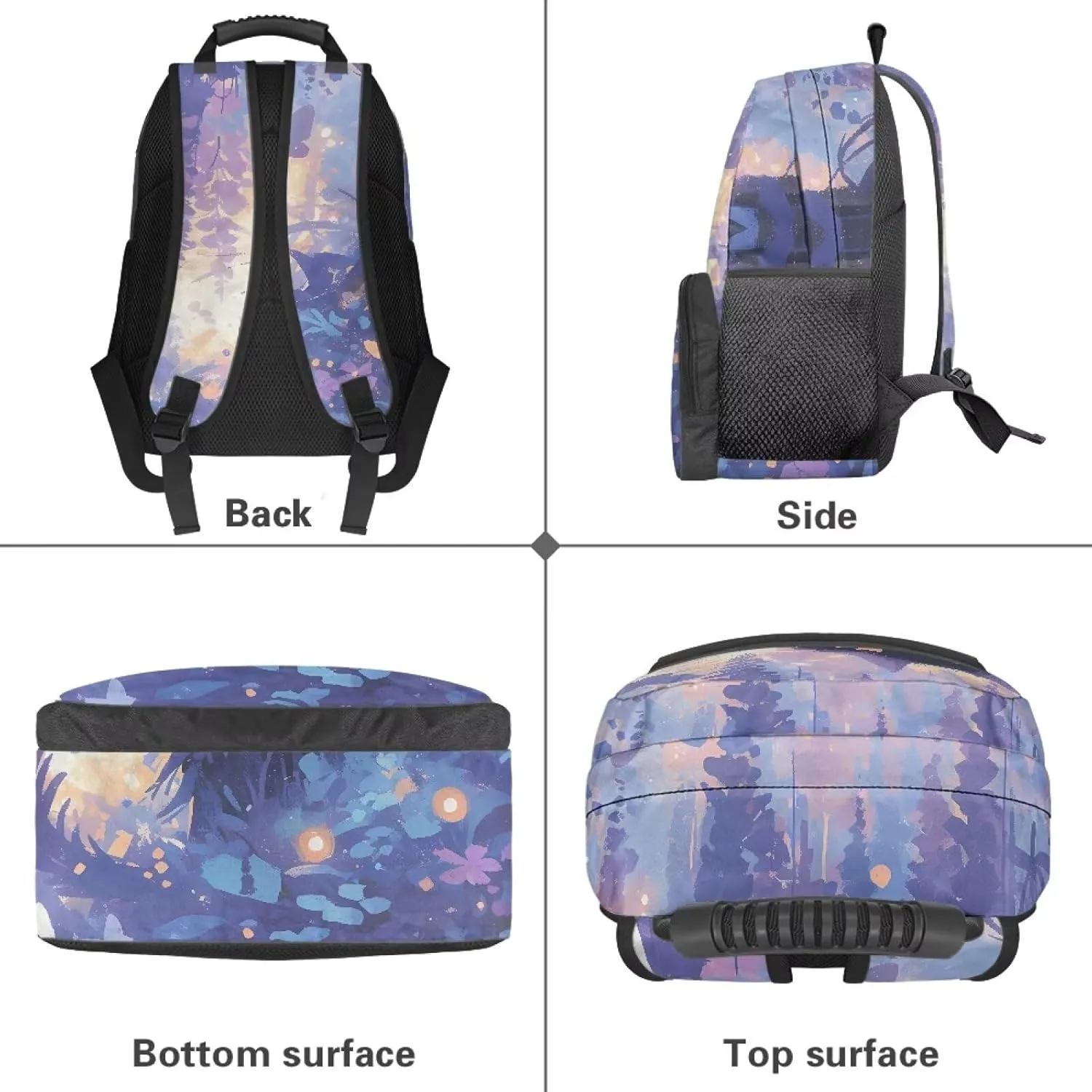 Cat Bush Middle School Girls Backpacks Fully Printed Schoolbags Lightweight Bookbags with Front Pocket for School, Travel