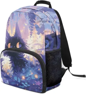 Cat Bush Middle School Girls Backpacks Fully Printed Schoolbags Lightweight Bookbags with Front Pocket for School, Travel