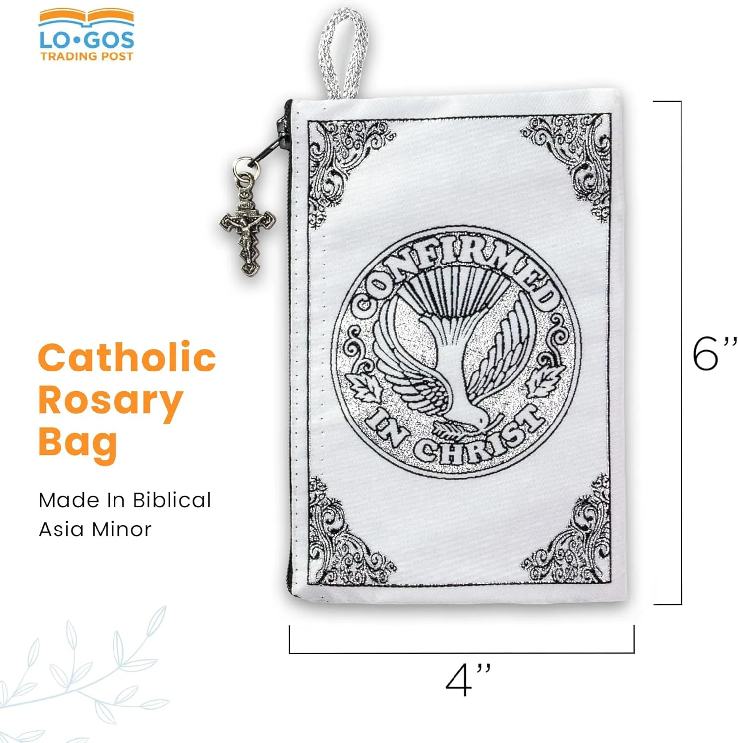 Catholic Rosary Pouch, Confirmed in Christ Rosary Case With Blessing, 4" x 6" Jewelry & Coin Purse with Cross - Rosary Holder For Prayer Beads, Bolsa de Rosario Catolico
