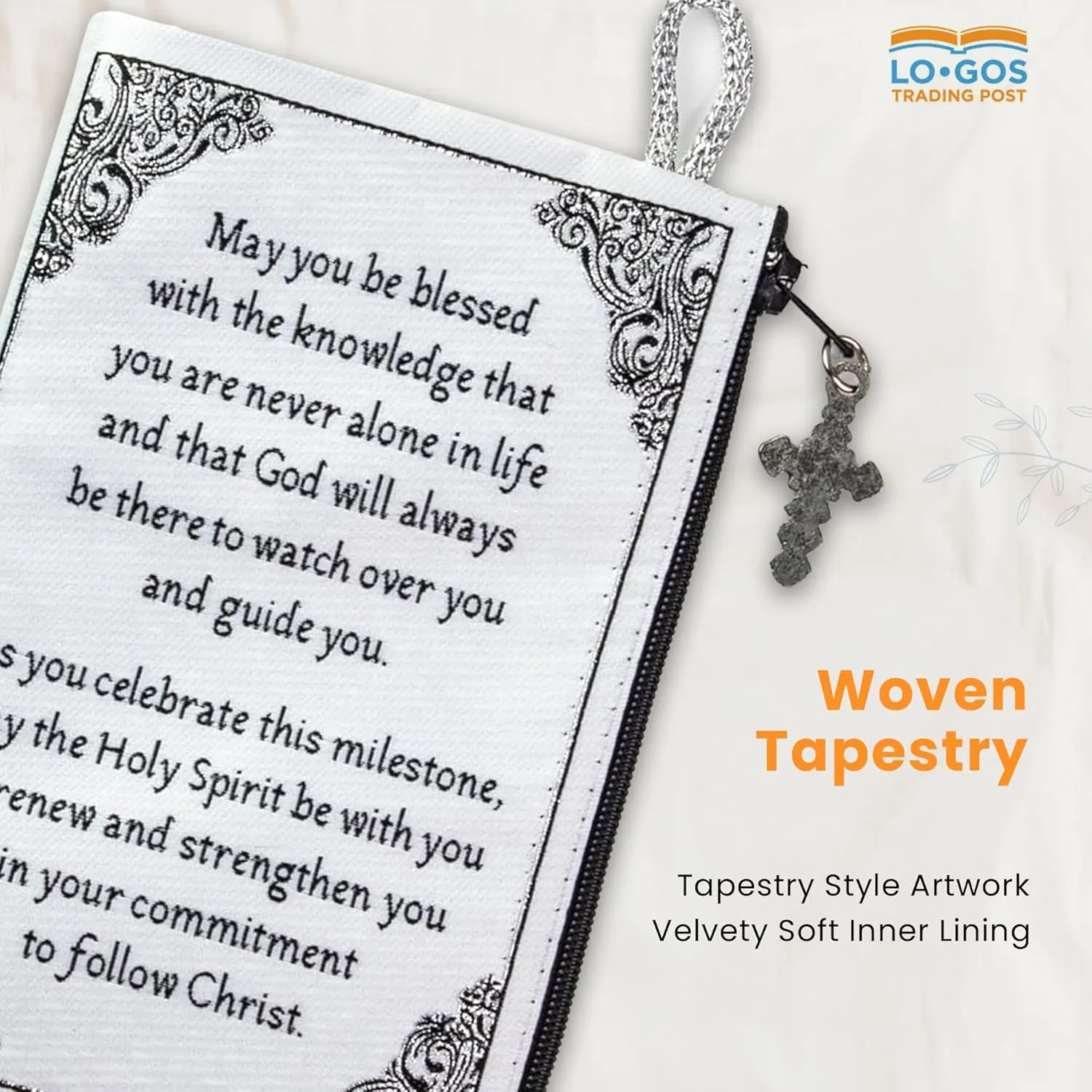 Catholic Rosary Pouch, Confirmed in Christ Rosary Case With Blessing, 4" x 6" Jewelry & Coin Purse with Cross - Rosary Holder For Prayer Beads, Bolsa de Rosario Catolico