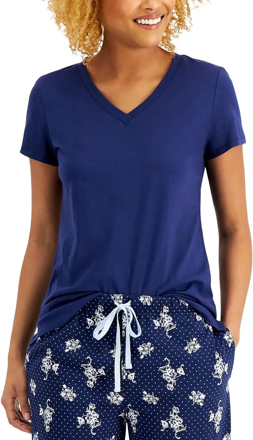 Charter Club Everyday Cotton V-Neck Pajama T-Shirt (X-Large, Medieval Blue)