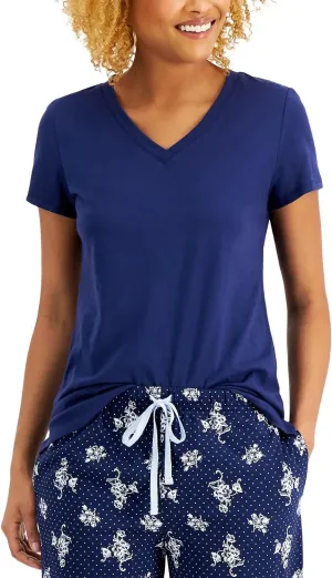 Charter Club Everyday Cotton V-Neck Pajama T-Shirt (X-Large, Medieval Blue)