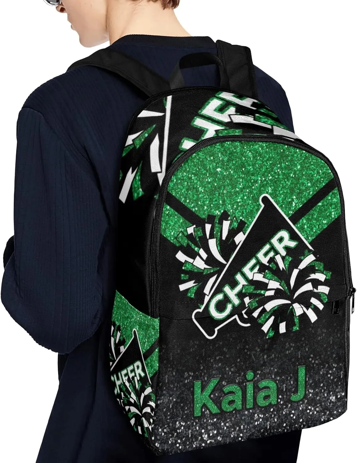 Cheerleader Green Personalized Backpack,Custom Travel Backpack Bag Gift