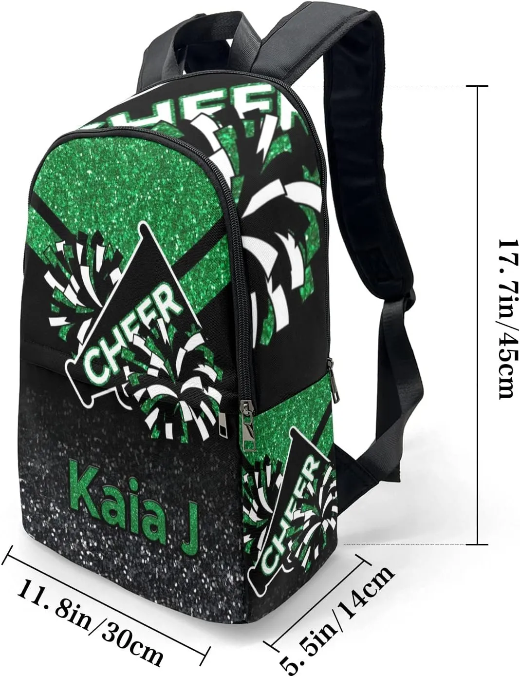 Cheerleader Green Personalized Backpack,Custom Travel Backpack Bag Gift