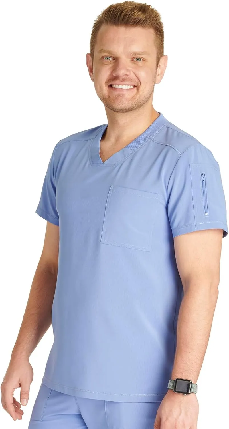 Cherokee Men's V-Neck Scrub Top Journey with 2 Pockets and Front and Back Yoke Seams and Side Vents - CK824A