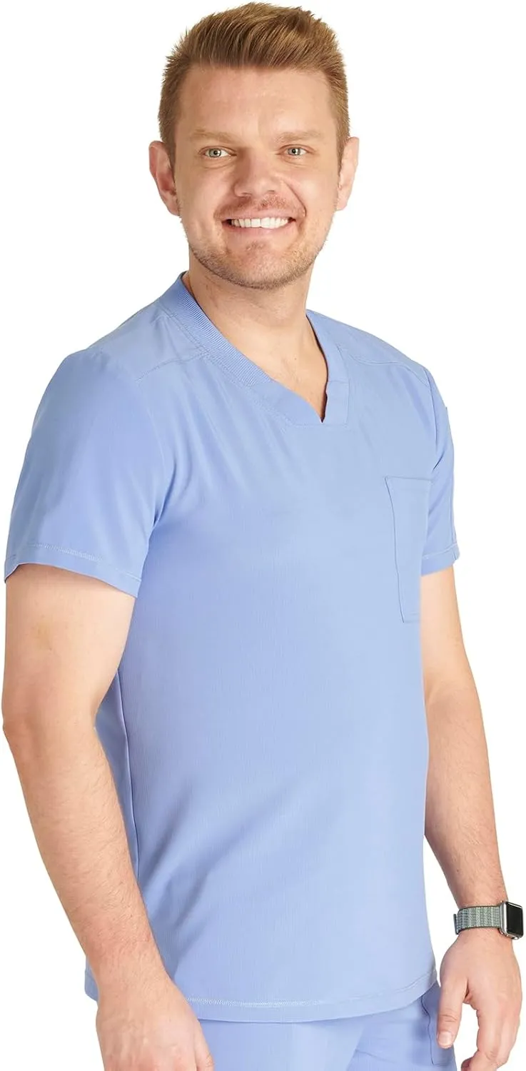 Cherokee Men's V-Neck Scrub Top Journey with 2 Pockets and Front and Back Yoke Seams and Side Vents - CK824A