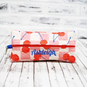 Cherry Checks Personalized Quilted Pouch