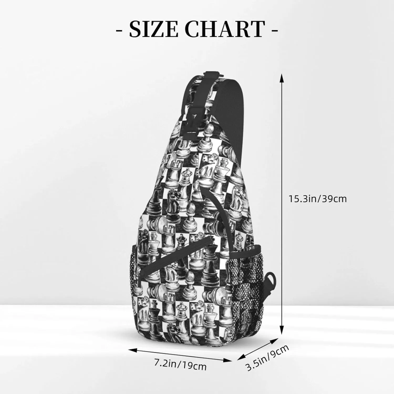Chess Sling Backpack Chest Bag Crossbody Shoulder Bag Gym Cycling Travel Hiking Daypack For Men Women