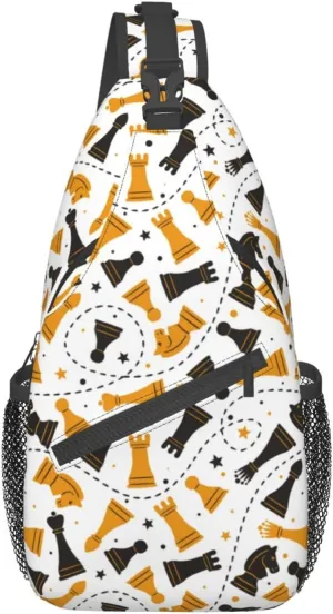 Chess Sling Backpack Chest Bag Crossbody Shoulder Bag Gym Cycling Travel Hiking Daypack For Men Women