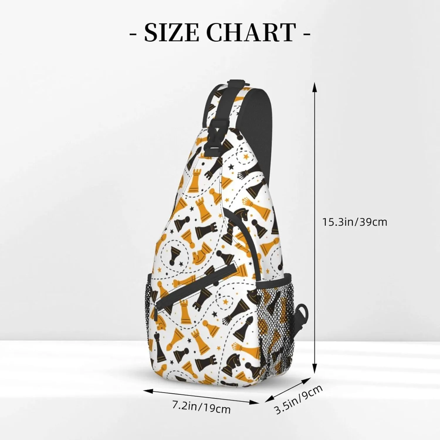 Chess Sling Backpack Chest Bag Crossbody Shoulder Bag Gym Cycling Travel Hiking Daypack For Men Women