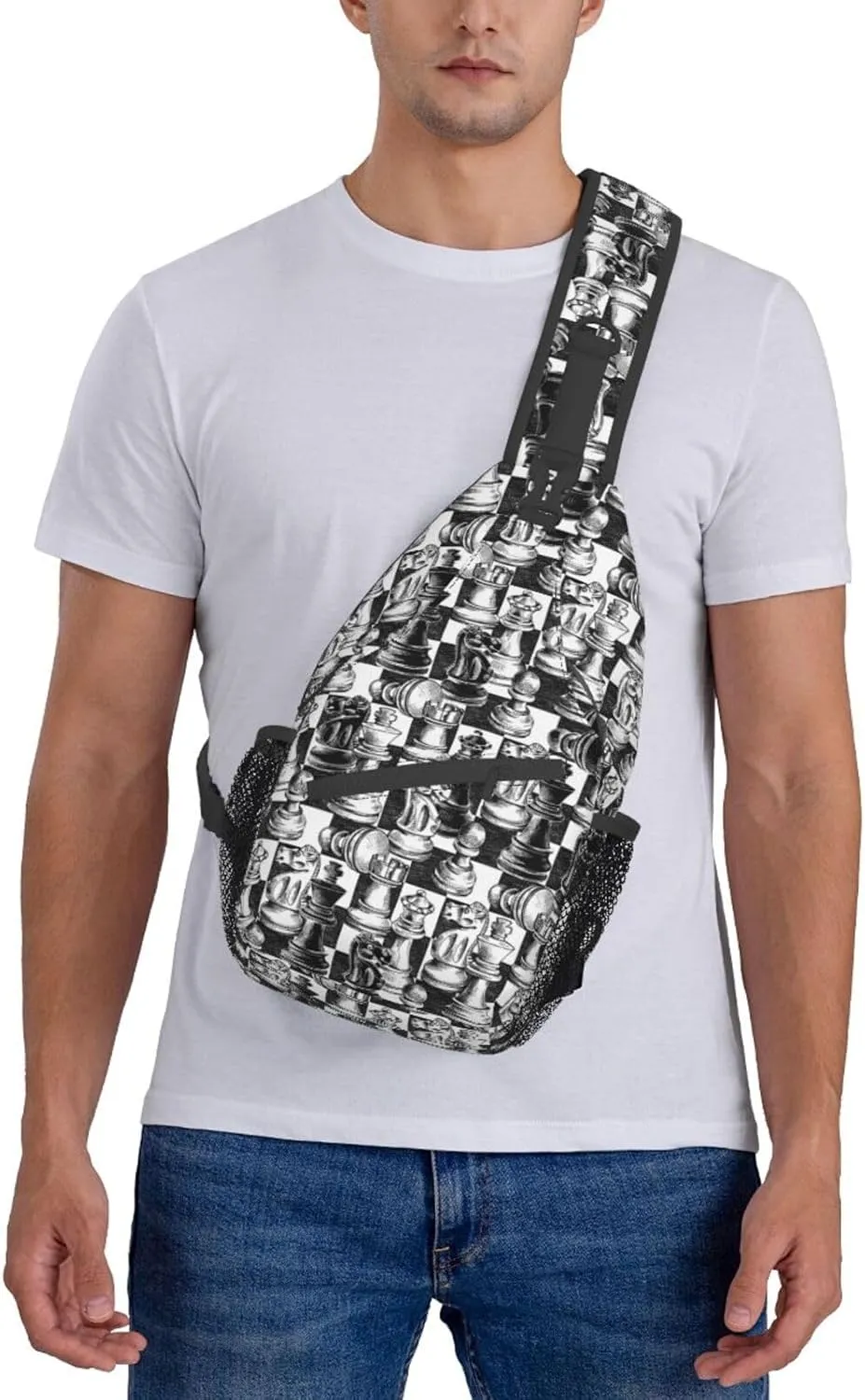 Chess Sling Backpack Chest Bag Crossbody Shoulder Bag Gym Cycling Travel Hiking Daypack For Men Women