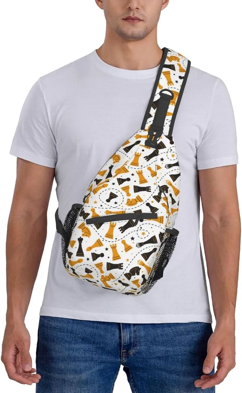 Chess Sling Backpack Chest Bag Crossbody Shoulder Bag Gym Cycling Travel Hiking Daypack For Men Women