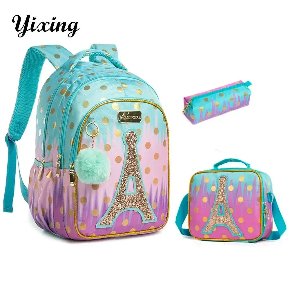 Children School Bags Kids Backpack Set in Primary Schoolbag for Teenager Girls Sequin Tower School Bags Waterproof Book Bags