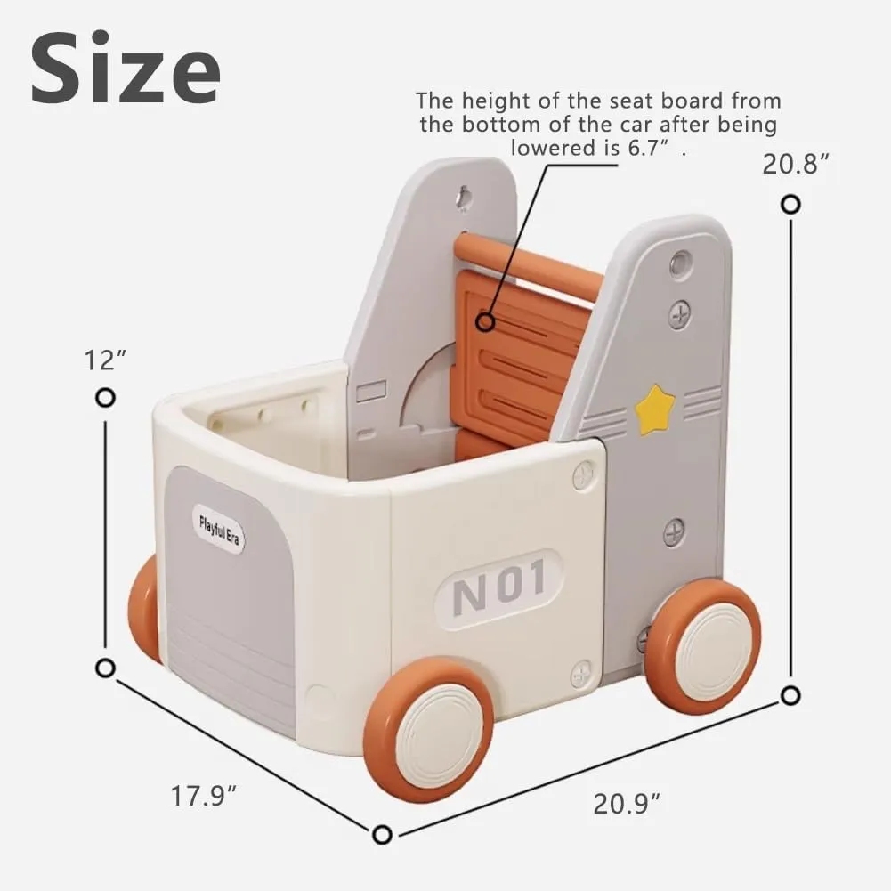 Children's Train Toy Box,Cart for Toddlers 1-3 with Wheels, Drawstring, and Handle for Riding, Walking, Towing, and Storage. Load Capacity 170LBS Great Gift for Toddler Boys and Girls(Pickup-Red)