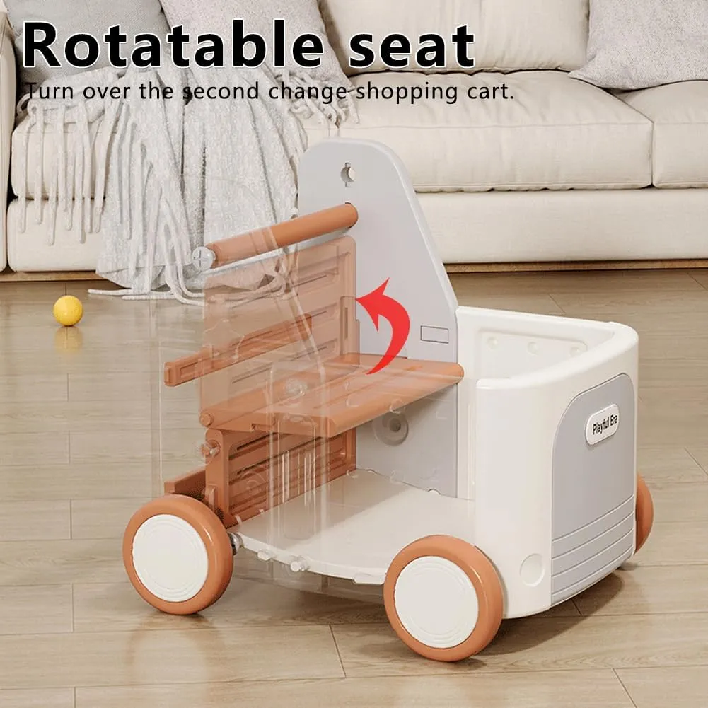 Children's Train Toy Box,Cart for Toddlers 1-3 with Wheels, Drawstring, and Handle for Riding, Walking, Towing, and Storage. Load Capacity 170LBS Great Gift for Toddler Boys and Girls(Pickup-Red)