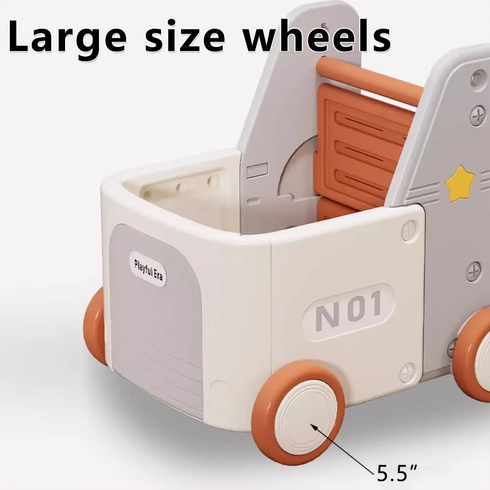 Children's Train Toy Box,Cart for Toddlers 1-3 with Wheels, Drawstring, and Handle for Riding, Walking, Towing, and Storage. Load Capacity 170LBS Great Gift for Toddler Boys and Girls(Pickup-Red)