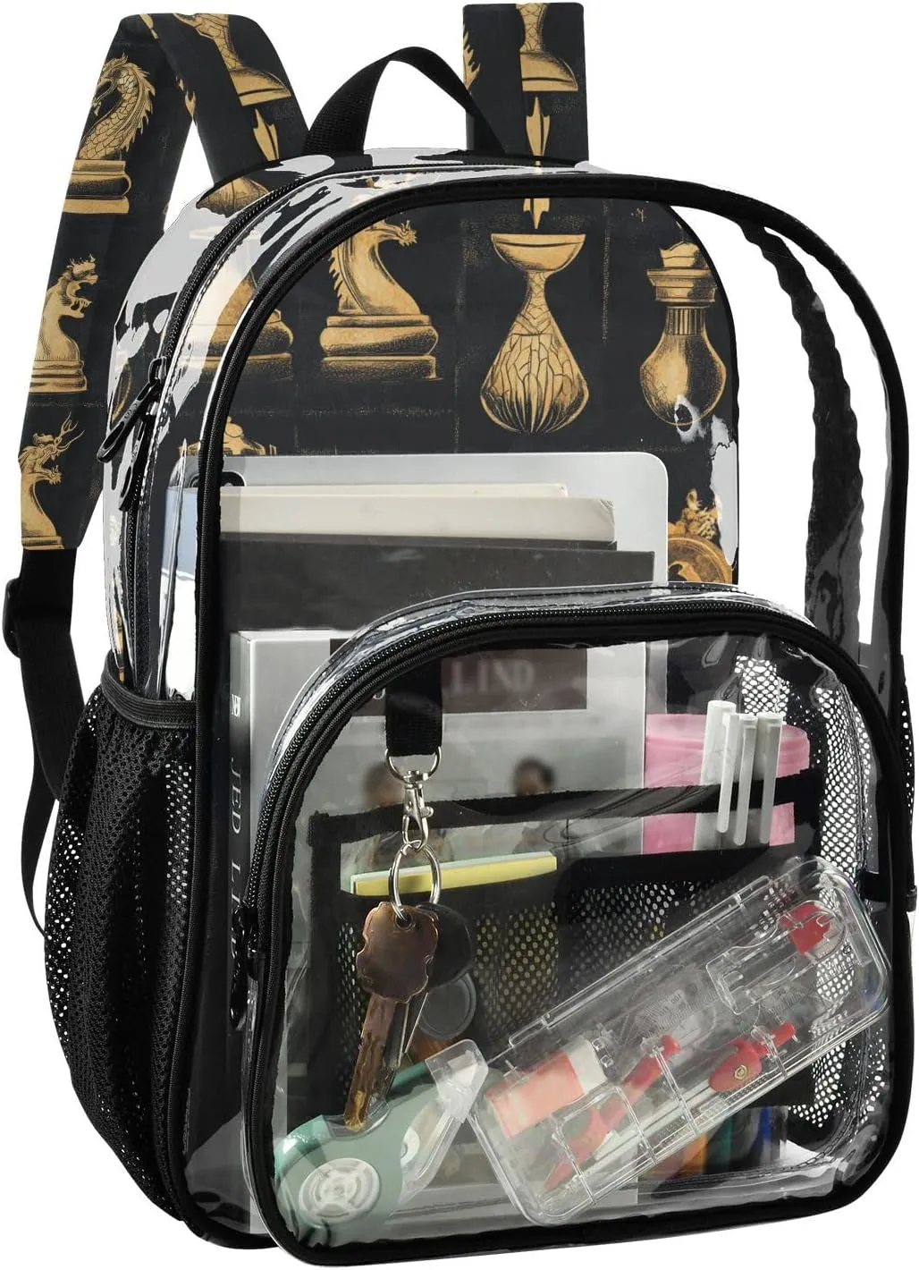 Chinese Chess Clear Backpack Clear Kid Backpack For Girls Boys Transparent Seethrough Heavy Duty Backpacks