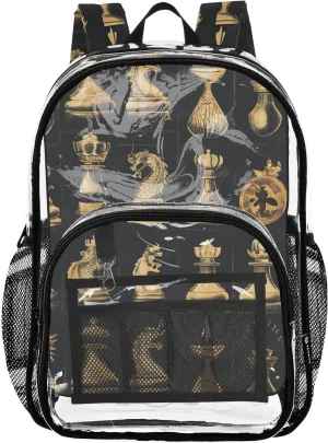 Chinese Chess Clear Backpack Clear Kid Backpack For Girls Boys Transparent Seethrough Heavy Duty Backpacks