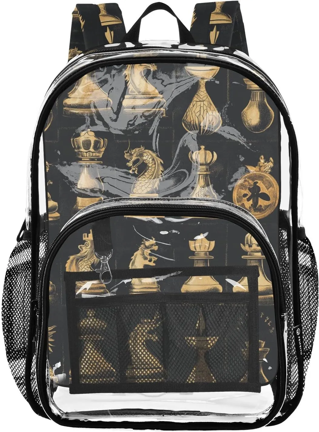 Chinese Chess Clear Backpack Clear Kid Backpack For Girls Boys Transparent Seethrough Heavy Duty Backpacks
