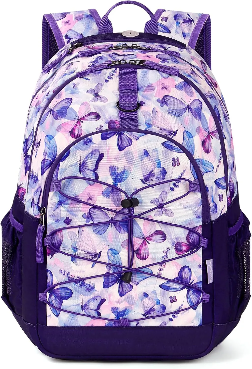 Choco Mocha Butterfly Backpack for Teen Girls, Travel School Backpack for Girls Middle School Large Bookbag 18 Inch, Purple