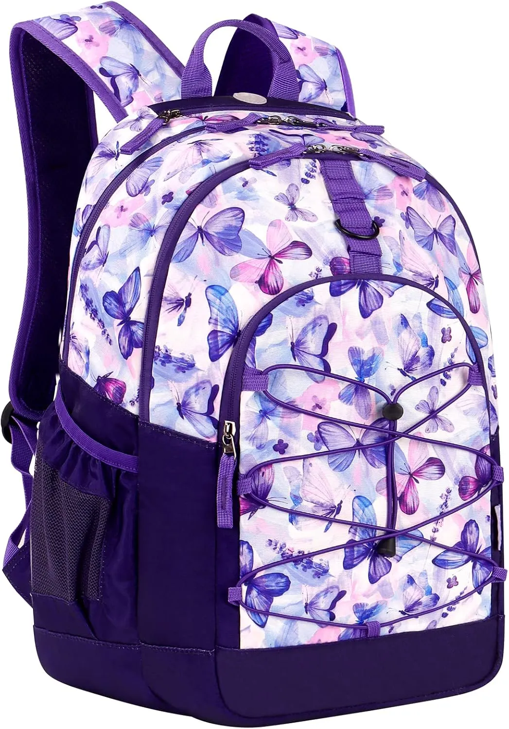 Choco Mocha Butterfly Backpack for Teen Girls, Travel School Backpack for Girls Middle School Large Bookbag 18 Inch, Purple