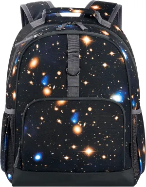 Choco Mocha Galaxy Backpack for Boys, Kids Backpack for Boys Ages 4-6, Kindergarten Preschool Bookbag Boy 15 inch, Black