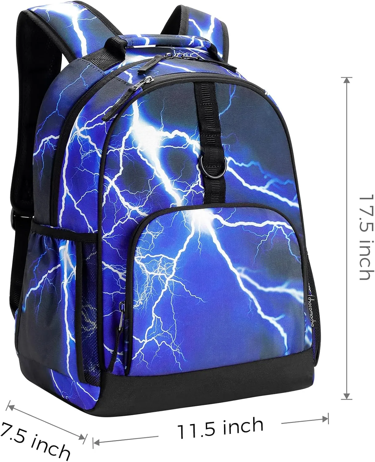 Choco Mocha Lightning Backpack for Boys, Kindergarten Backpacks for Boys Backpack Ages 6-8, Boy Elementary School Bookbag 17 Inch, Blue