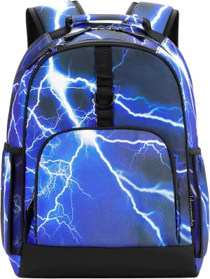 Choco Mocha Lightning Backpack for Boys, Kindergarten Backpacks for Boys Backpack Ages 6-8, Boy Elementary School Bookbag 17 Inch, Blue