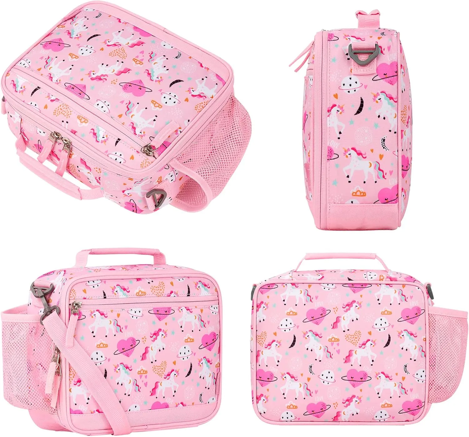 Choco Mocha Pink Unicorn Lunch Box Kids Lunch Box with Shoulder Strap for Toddlers & Preschoolers