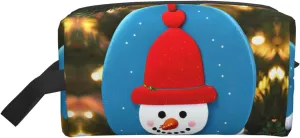 Christmas Carton Snowman Print Toiletries Makeup and Daily Essentials Large Capacity Zippered Storage Travel Bag