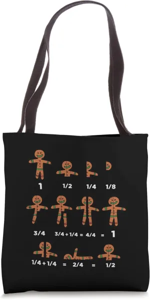 Christmas Gingerbread Fraction Cute Xmas Cookie Math Teacher Tote Bag