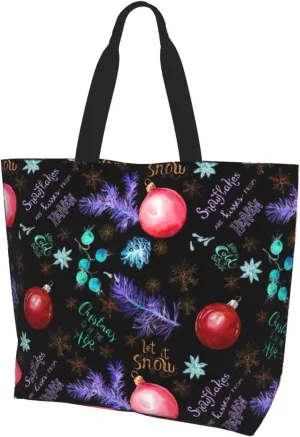 Christmas Snowflake Women Tote Bag Large Shoulder Bag Top Handle Handbag for Shopping, Gym, Work