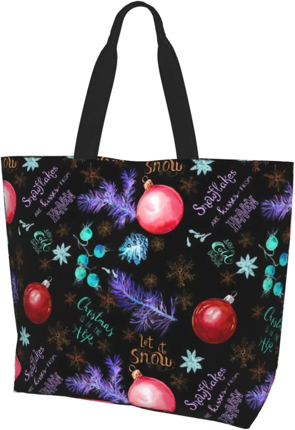 Christmas Snowflake Women Tote Bag Large Shoulder Bag Top Handle Handbag for Shopping, Gym, Work