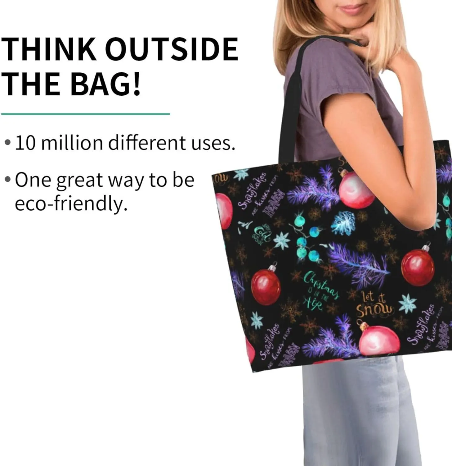 Christmas Snowflake Women Tote Bag Large Shoulder Bag Top Handle Handbag for Shopping, Gym, Work