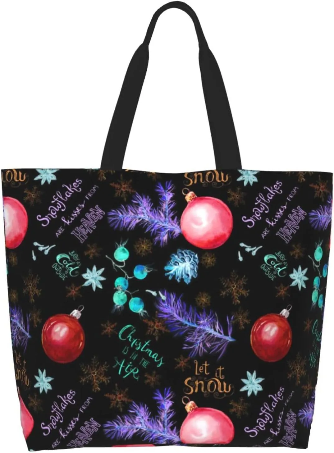 Christmas Snowflake Women Tote Bag Large Shoulder Bag Top Handle Handbag for Shopping, Gym, Work