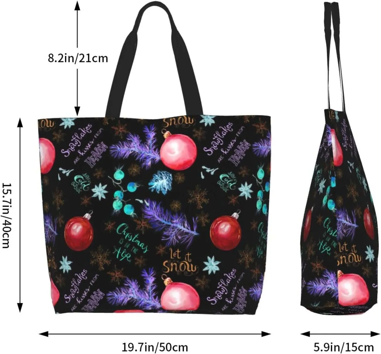 Christmas Snowflake Women Tote Bag Large Shoulder Bag Top Handle Handbag for Shopping, Gym, Work