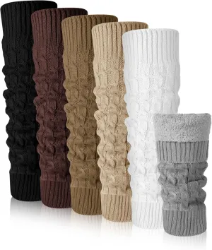 Chuarry Winter Fleece Lined Leg Warmer for Women Knit Long Boot Socks Double Layer Skating Warmth