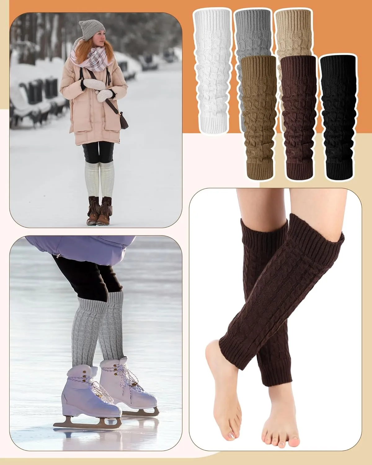 Chuarry Winter Fleece Lined Leg Warmer for Women Knit Long Boot Socks Double Layer Skating Warmth