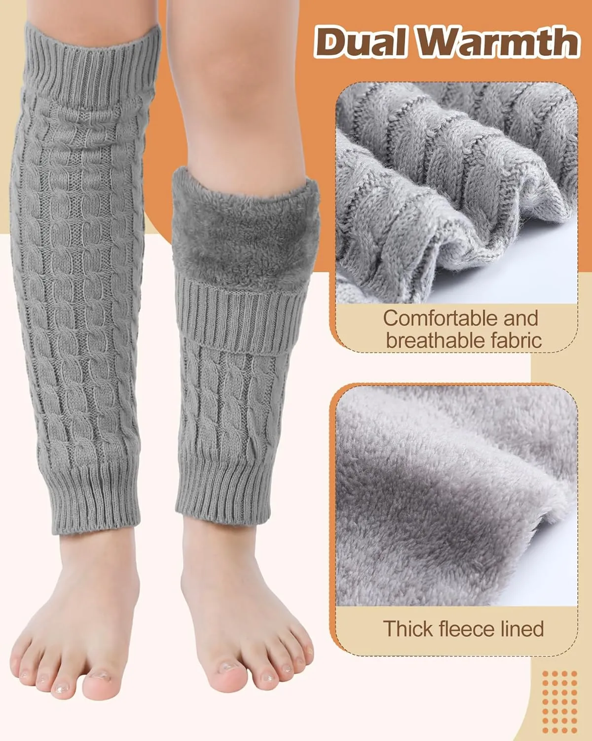 Chuarry Winter Fleece Lined Leg Warmer for Women Knit Long Boot Socks Double Layer Skating Warmth