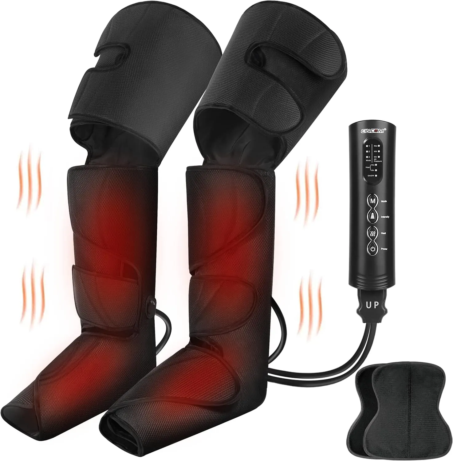 CINCOM Leg Massager with Heat - Air Compression Foot, Calf & Thigh Massager with Handheld Controller
