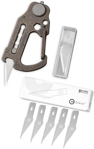 CIVIVI Polymorph Titanium Carabiner Multi-Tool Bundled with 5PCS MT Blade 1 Utility Blades
