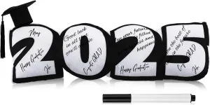 Class of 2025 Autograph Stuffed Pillow 15.7" Graduation Autograph Stuffed Pillow Graduation Guest Signature Decorations Gifts Party Supplies Grad Party Sign in Decor for College High School