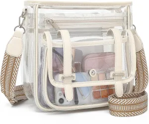 Clear Purse, PVC Clear Crossbody Bags for Women Heavy Duty Transparent Bag for Stadium Events See Through Concert Bag
