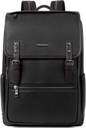 CLUCI Genuine Leather Laptop Backpack for Men 15.6 Inch Business Travel Large Vintage Office Bag Flap Shoulder Bags Black